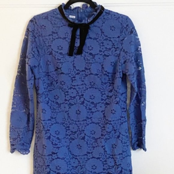NANETTE LEPORE Lace Dress with Black Velvet Bow Long Sleeve Size 8 - Picture 2 of 10